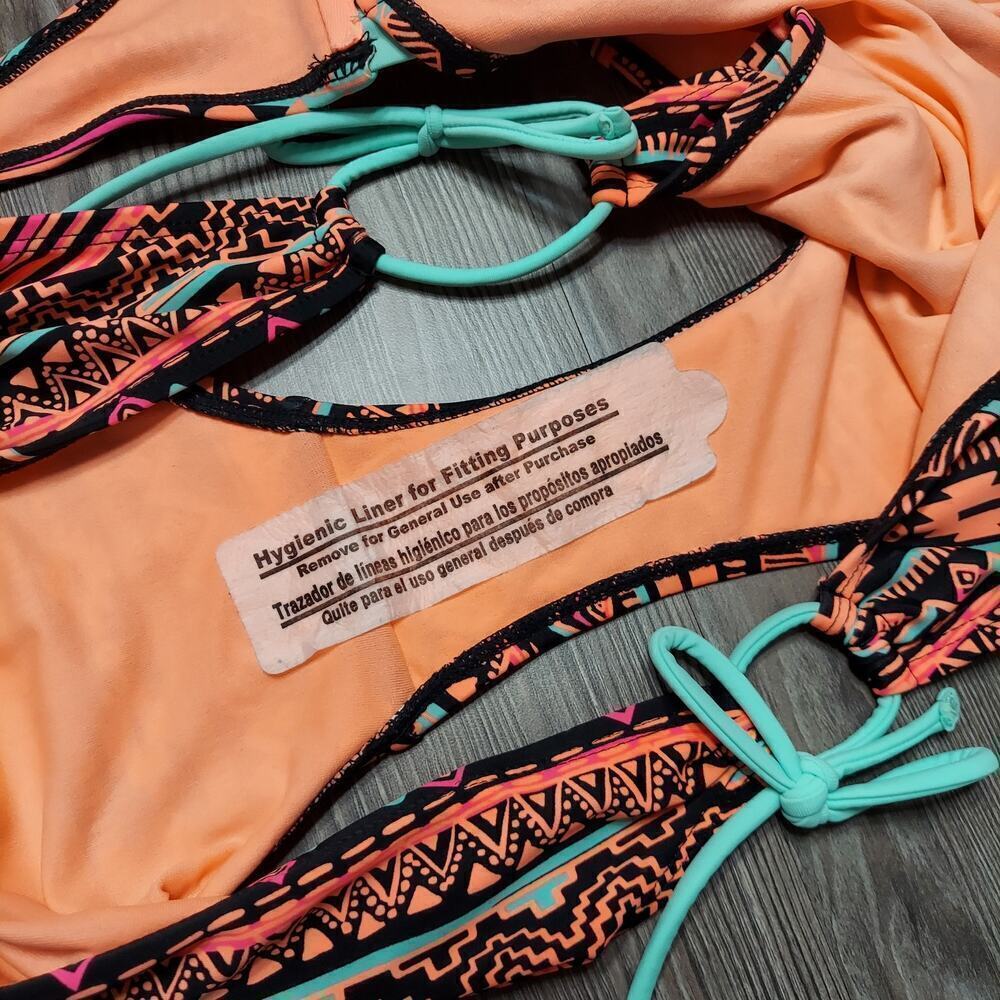 OP Women's Junior Size Aztec Print Halter Style Monokini Swimsuit - Picture 7 of 9